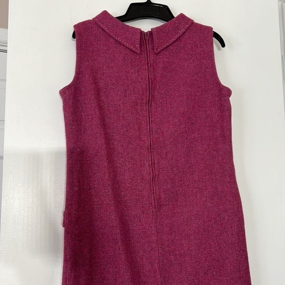 Vintage 1960s Beeline magenta mod sleeveless wool mini dress 14 women’s - Picture 6 of 9